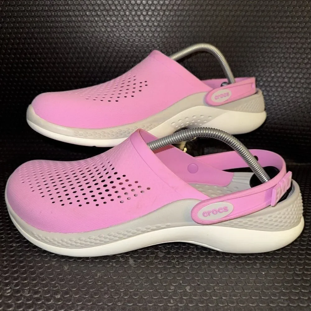 Crocs LiteRide 360 Clog Pink White Comfort Slip On Shoes Sandals Mens Size 11